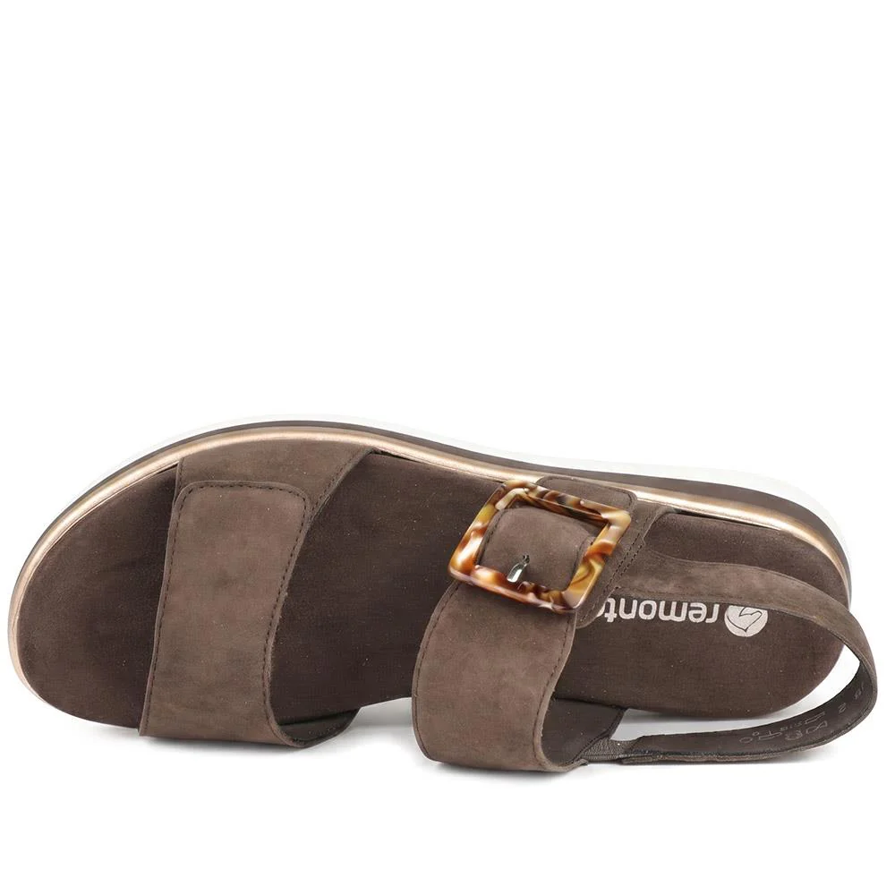 Remonte Leniella Square Leather Sandals - DRS43511 / 329 361 - Choco Suede - Image 4