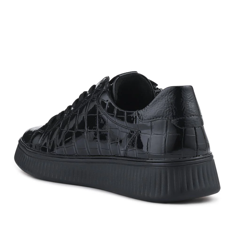 Remonte Patent Leather Zip & Lace Trainers - DRS42501 / 327 734 - Black Croc - Image 3