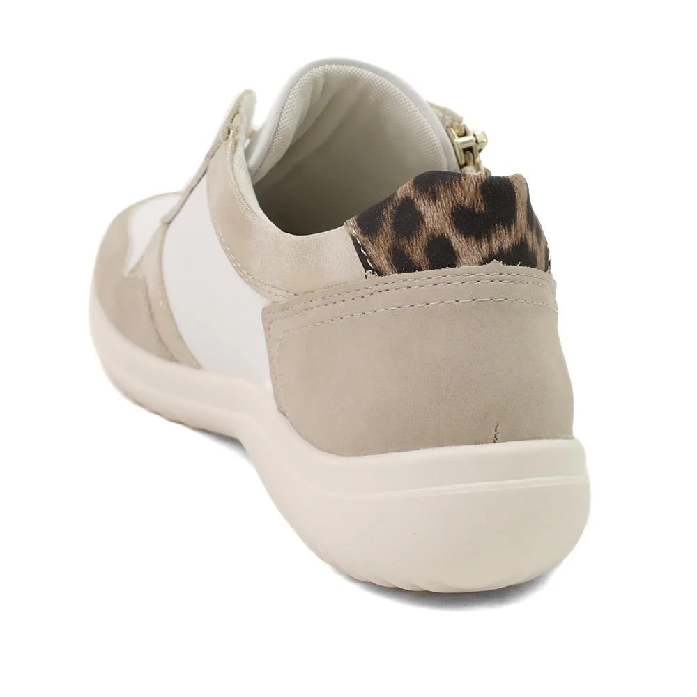 Remonte Shower Resistant Leather Zipped Trainers - DRS43509 / 328 689 - Beige Multi - Image 4