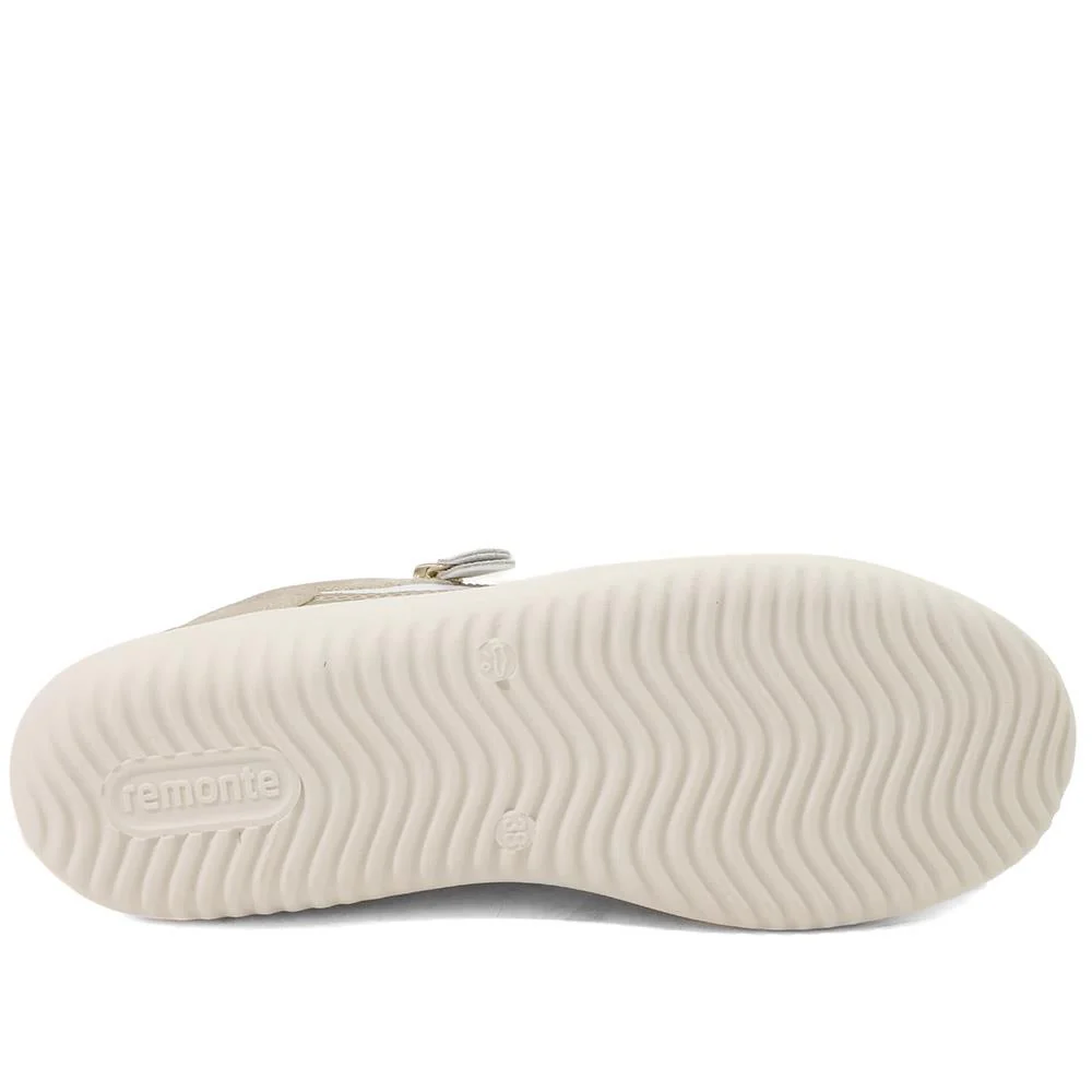 Remonte Shower Resistant Leather Zipped Trainers - DRS43509 / 328 689 - Beige Multi - Image 6
