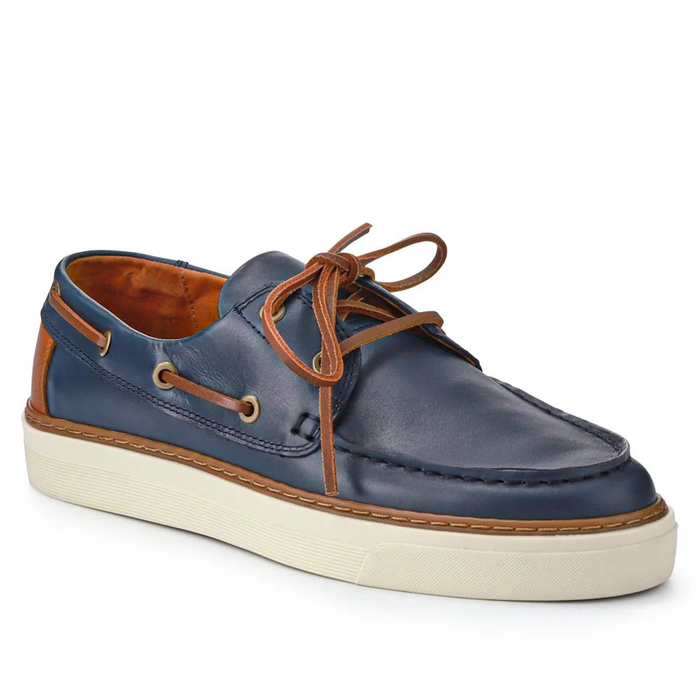 Rhodes Leather Boat Shoes - RHODES / 327 429 - Navy