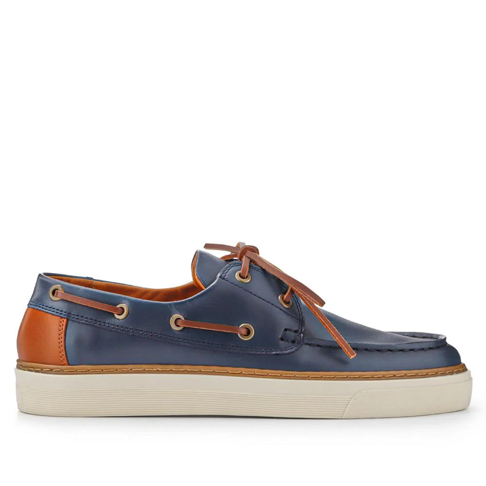 Rhodes Leather Boat Shoes - RHODES / 327 429 - Navy - Image 2