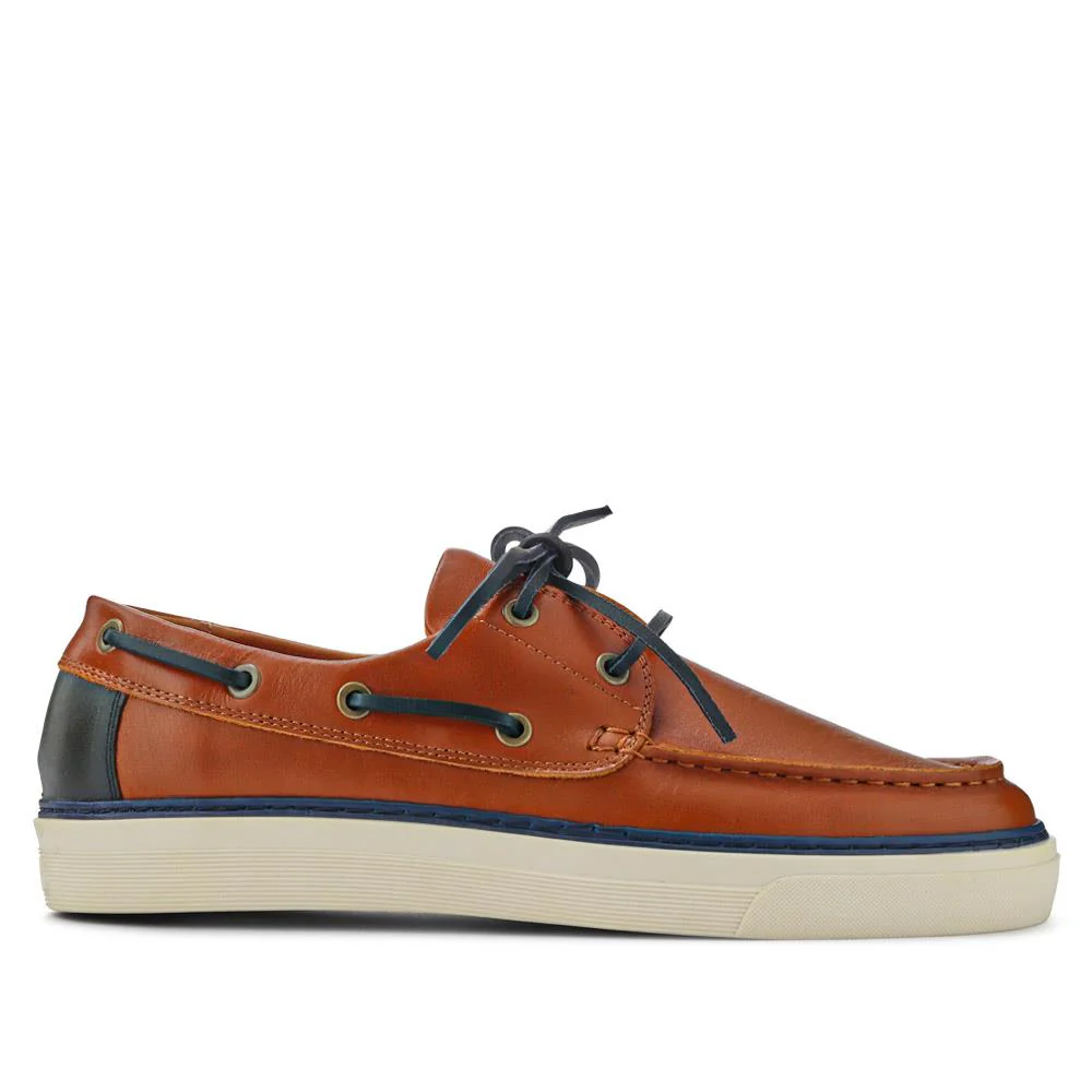 Rhodes Leather Boat Shoes - RHODES / 327 429 - Tan - Image 2