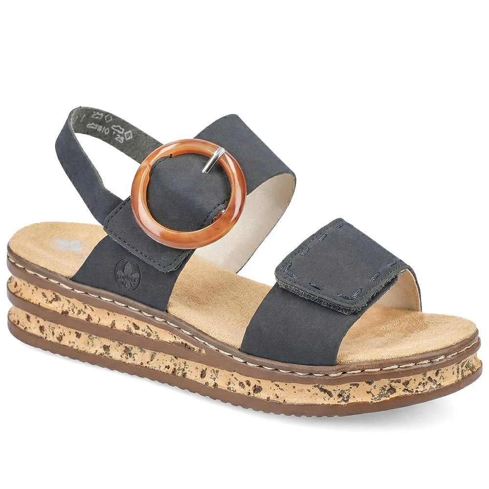 Rieker Adjustable Fasten Sandals with Faux Buckle - RKR43577 / 329 208