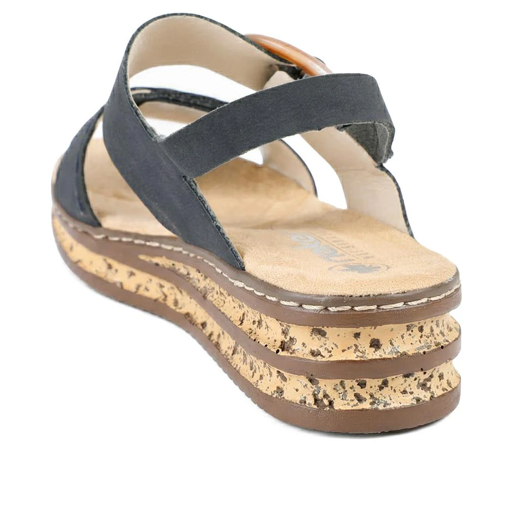 Rieker Adjustable Fasten Sandals with Faux Buckle - RKR43577 / 329 208 - Navy - Image 3