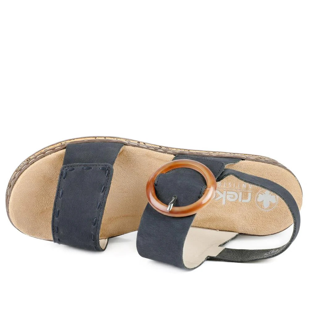 Rieker Adjustable Fasten Sandals with Faux Buckle - RKR43577 / 329 208 - Navy - Image 4