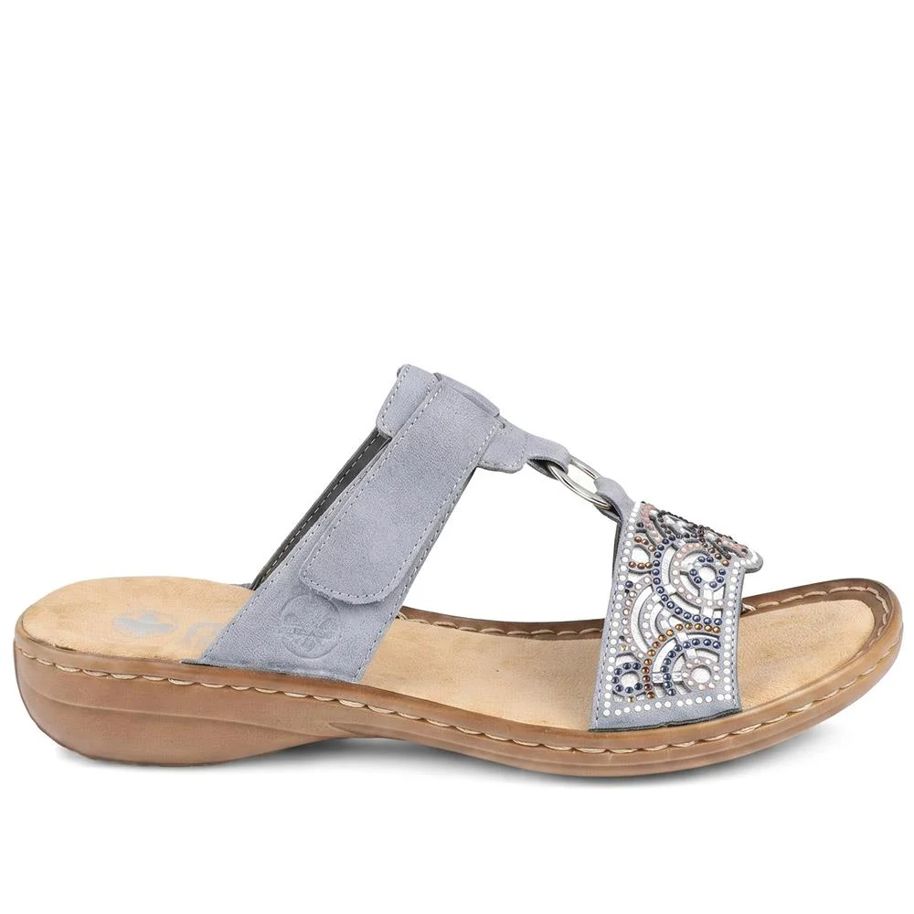 Rieker Adjustable Fasten Slip On Sandals - RKR43580 / 329 215 - Blue - Image 2