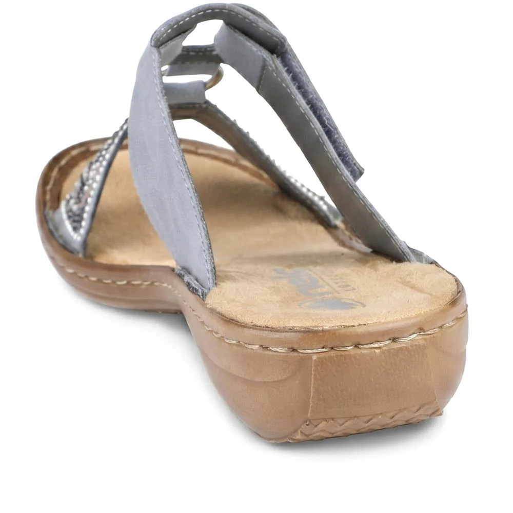 Rieker Adjustable Fasten Slip On Sandals - RKR43580 / 329 215 - Blue - Image 3