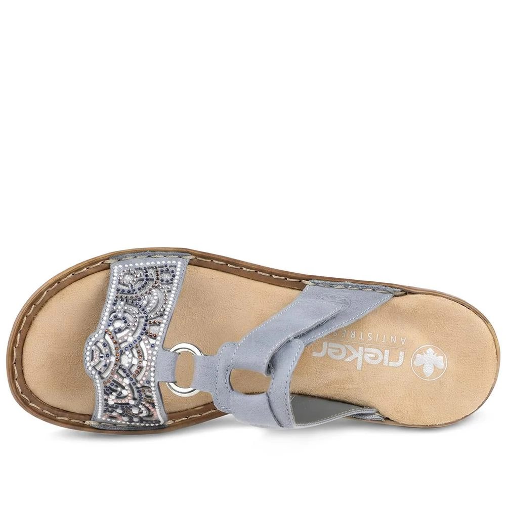 Rieker Adjustable Fasten Slip On Sandals - RKR43580 / 329 215 - Blue - Image 4
