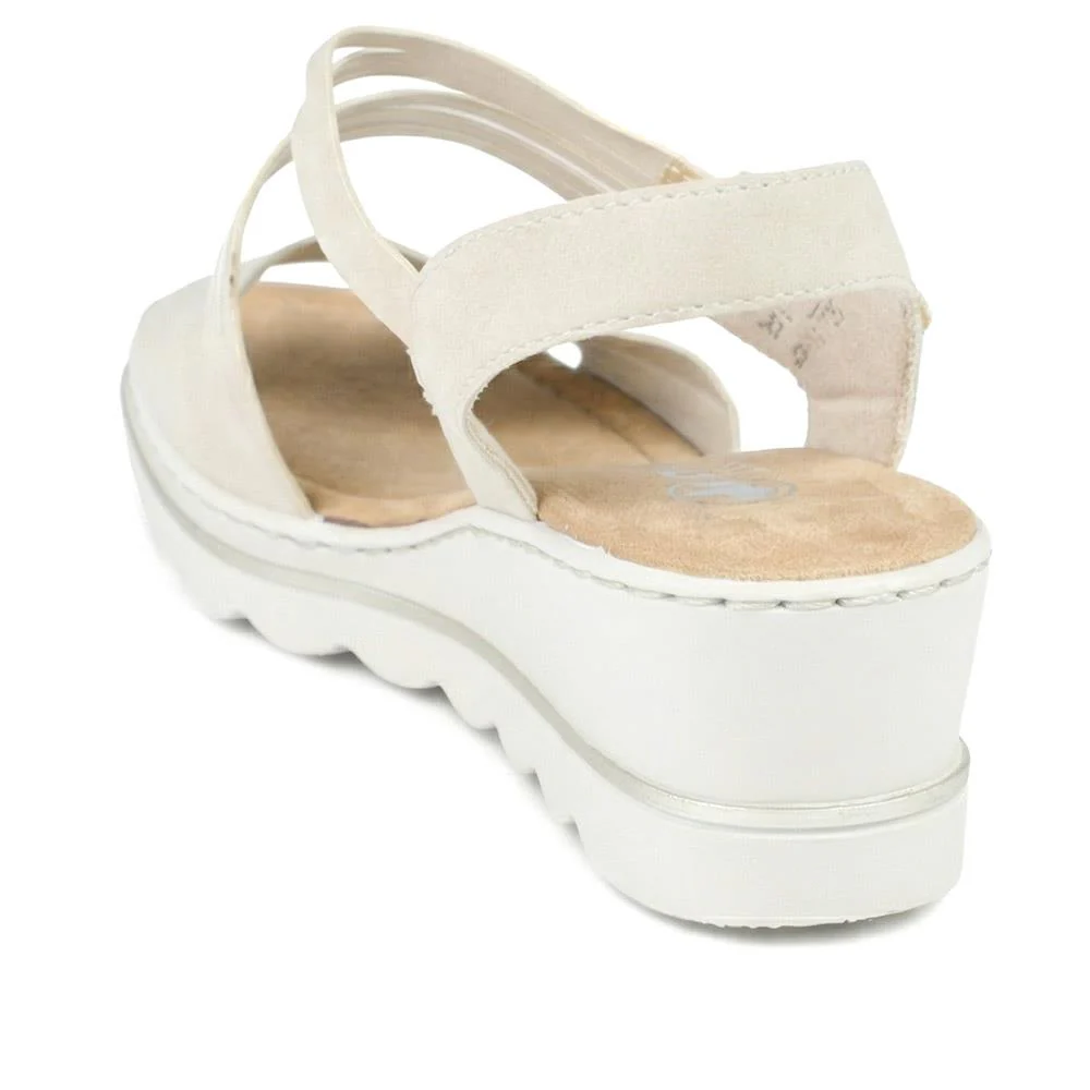 Rieker Adjustable Fasten Wedge Sandals - RKR43574 / 329 204 - Beige - Image 3