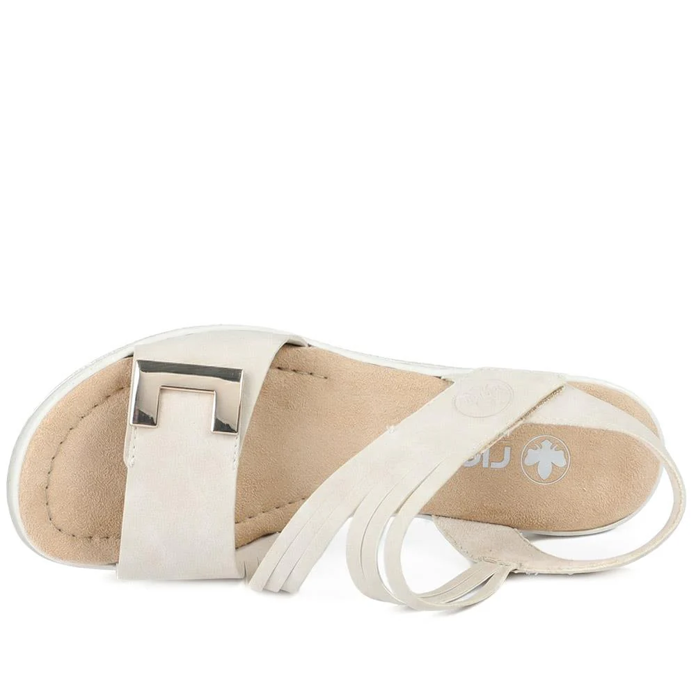 Rieker Adjustable Fasten Wedge Sandals - RKR43574 / 329 204 - Beige - Image 4