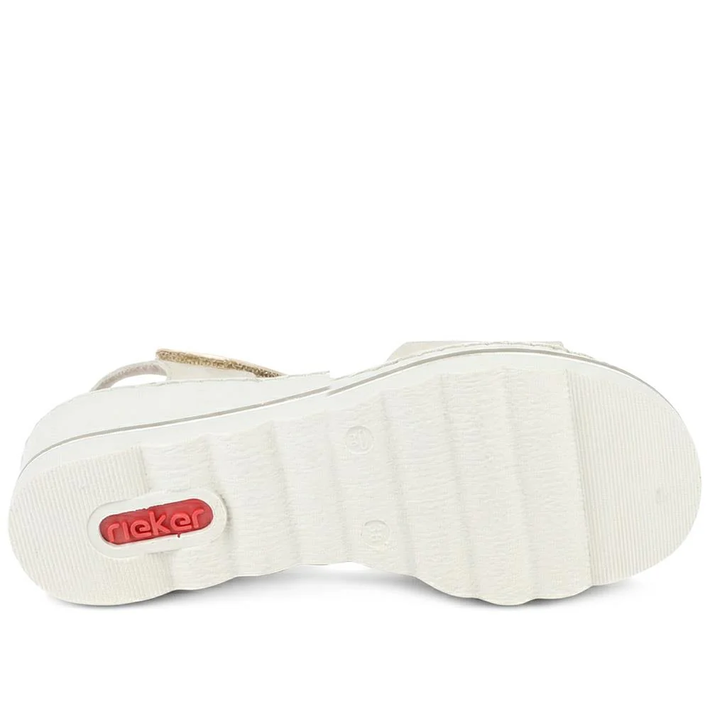 Rieker Adjustable Fasten Wedge Sandals - RKR43574 / 329 204 - Beige - Image 5