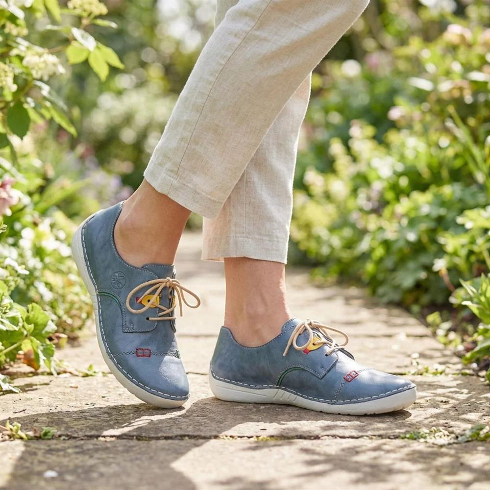 Rieker Angela Lace Up Shoes - RKR43522 / 328 769 - Denim - Image 2
