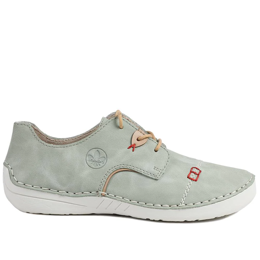 Rieker Angela Lace Up Shoes - RKR43522 / 328 769 - Green - Image 3