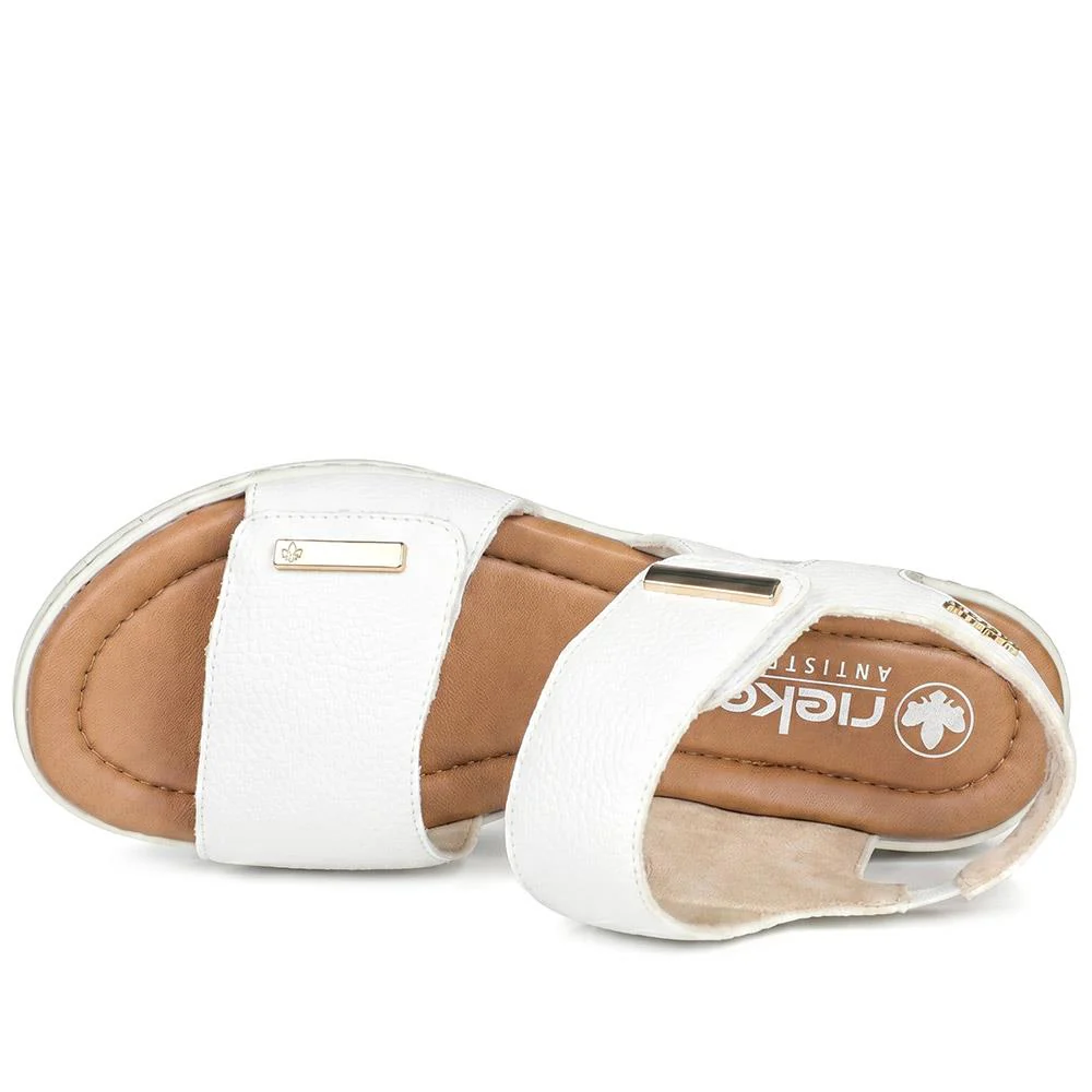 Rieker Antistress Adjustable Fasten Sandals - RKR43578 / 329 209 - White - Image 4