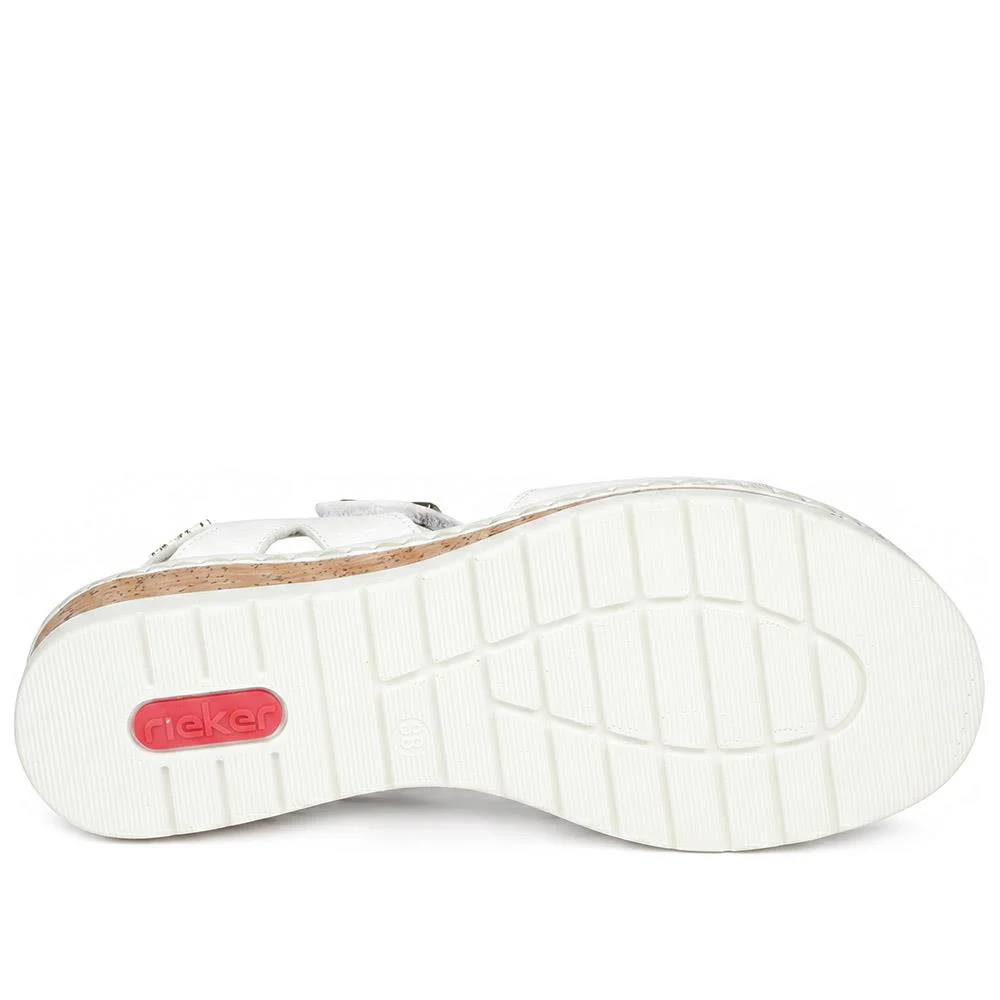 Rieker Antistress Adjustable Fasten Sandals - RKR43578 / 329 209 - White - Image 5