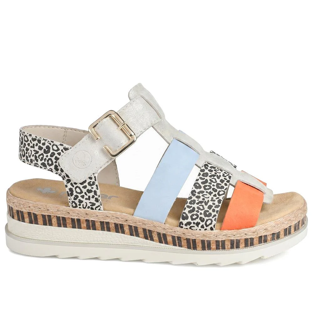 Rieker Antistress Platform Sandals - RKR43582 / 329 451 - Beige Multi - Image 3
