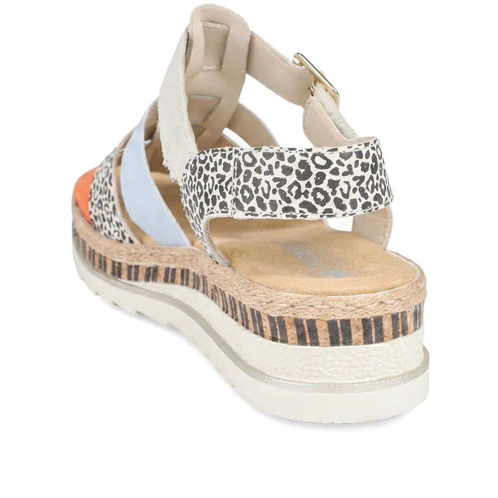 Rieker Antistress Platform Sandals - RKR43582 / 329 451 - Beige Multi - Image 4