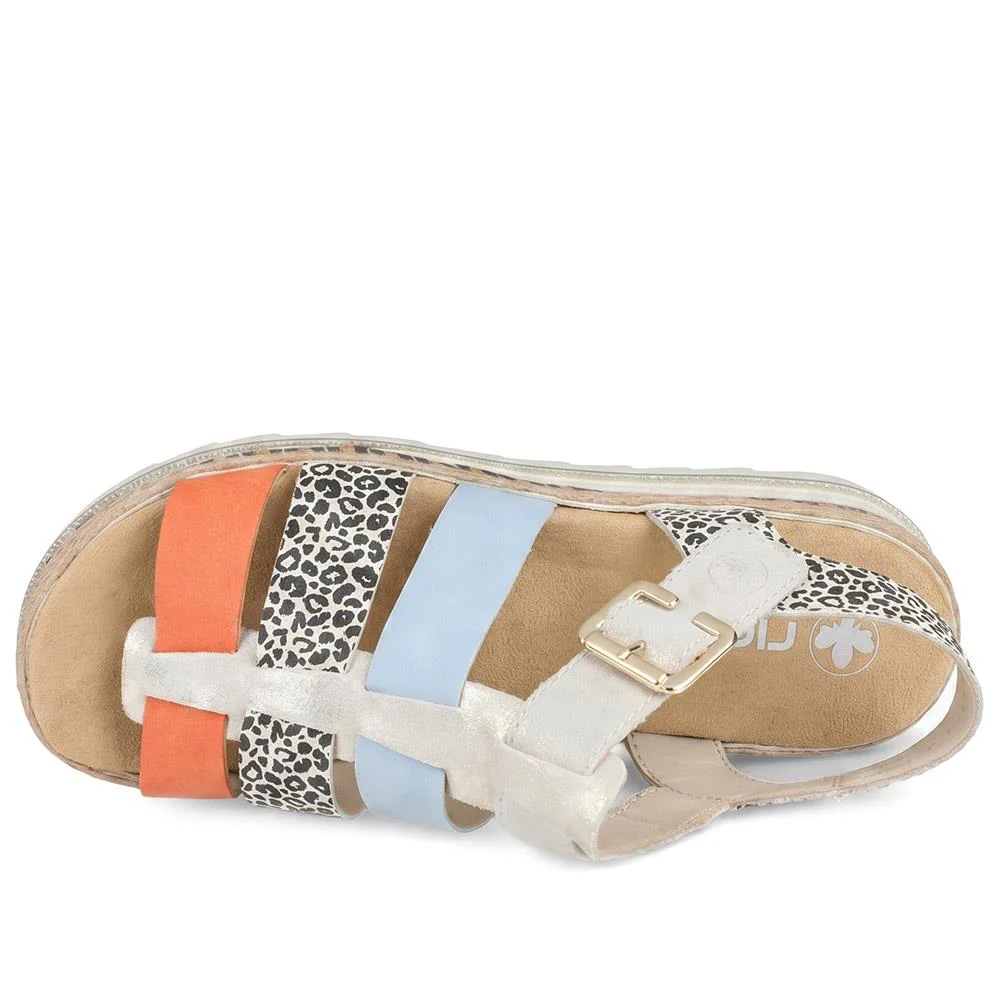 Rieker Antistress Platform Sandals - RKR43582 / 329 451 - Beige Multi - Image 5