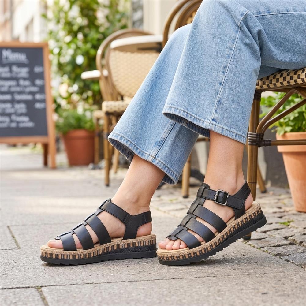 Rieker Antistress Platform Sandals - RKR43582 / 329 451 - Black - Image 2