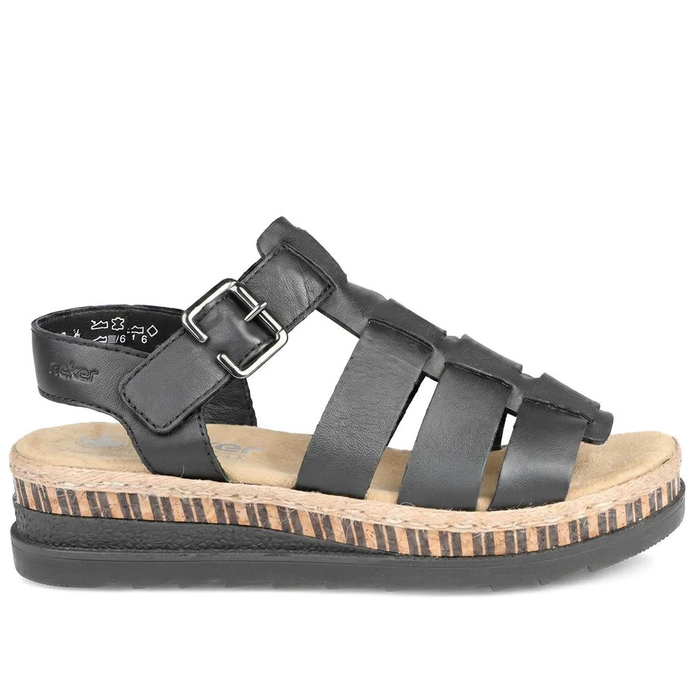 Rieker Antistress Platform Sandals - RKR43582 / 329 451 - Black - Image 3
