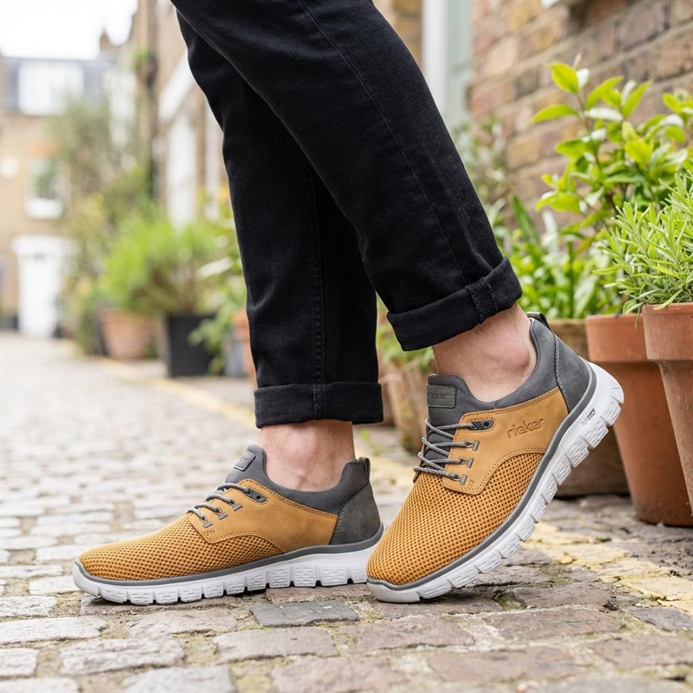Rieker Breathable Bungee Lace Trainers - RKR43570 / 328 775 - Yellow - Image 2
