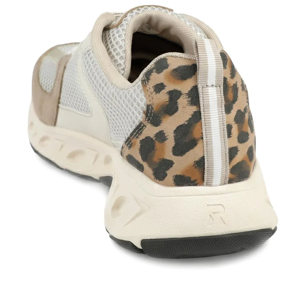 Rieker Breathable Lace Up Trainers - RKR43527 / 328 779 - Beige Multi - Image 3