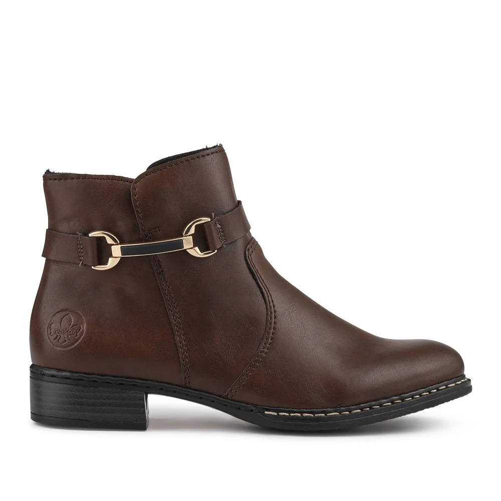 Rieker Buckle-Detail Flat-Heeled Ankle Boots - RKR42511 / 327 797 - Brown - Image 2