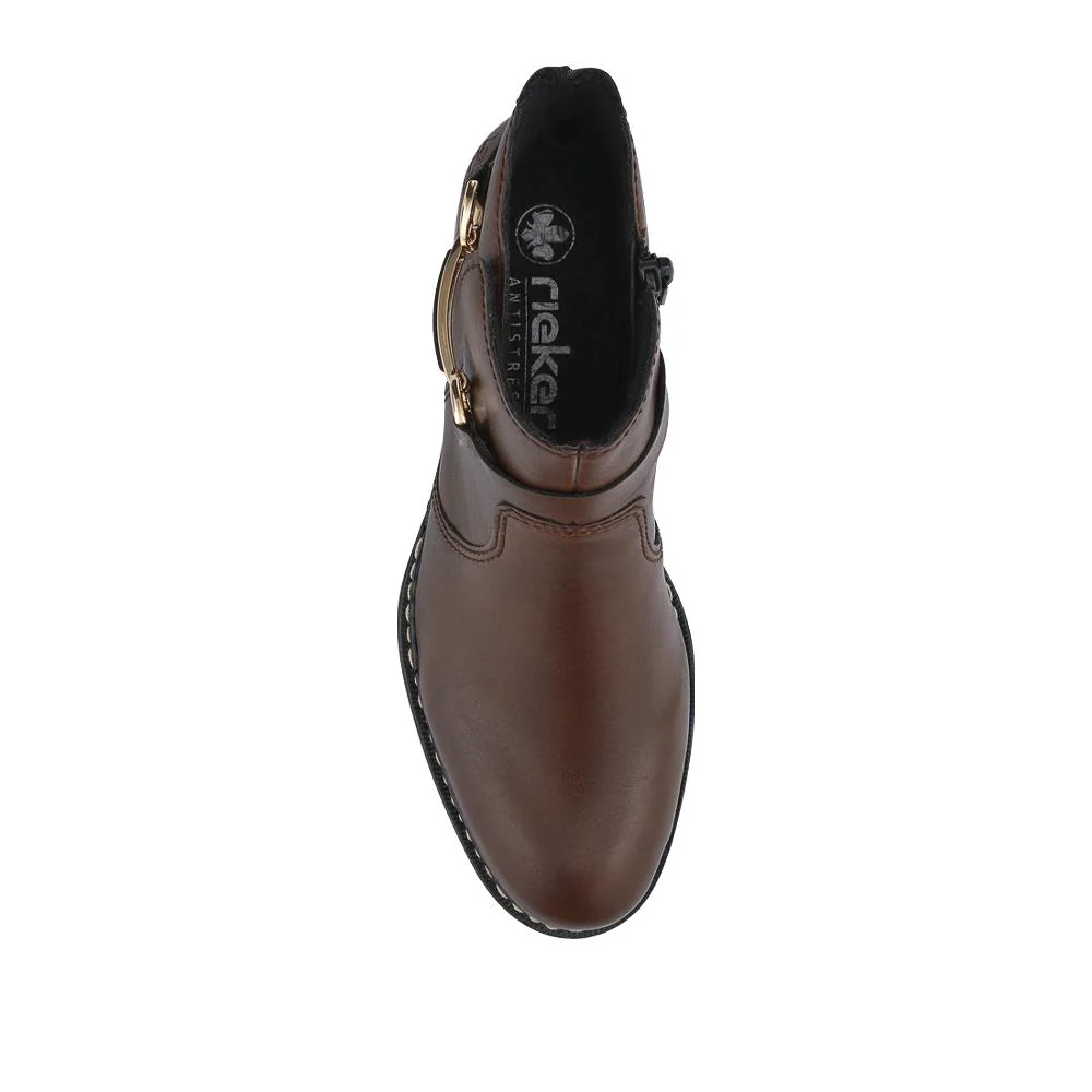 Rieker Buckle-Detail Flat-Heeled Ankle Boots - RKR42511 / 327 797 - Brown - Image 4