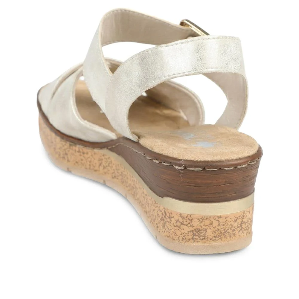 Rieker Buckle Fasten Strappy Sandals - RKR43576 / 329 207 - Metallic - Image 3
