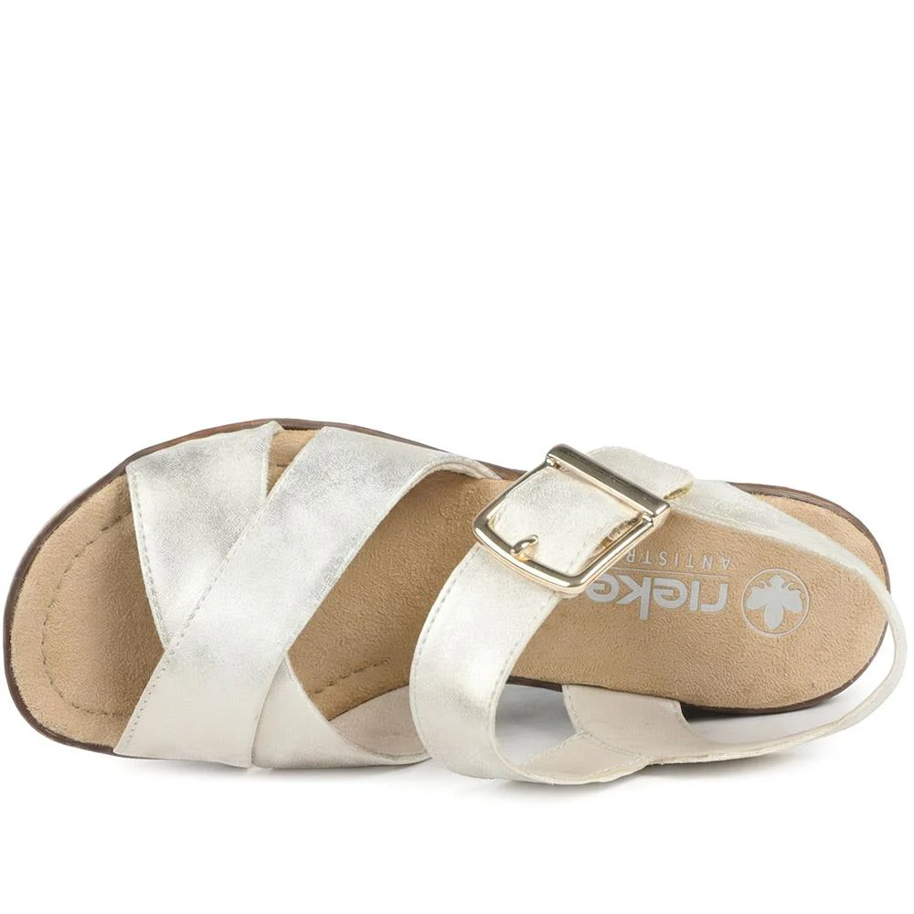 Rieker Buckle Fasten Strappy Sandals - RKR43576 / 329 207 - Metallic - Image 4