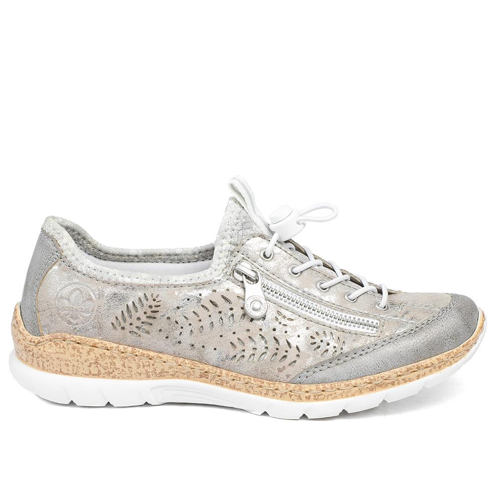 Rieker Bungee Lace & Zip Trainers - RKR43007 / 328 772 - Grey - Image 3