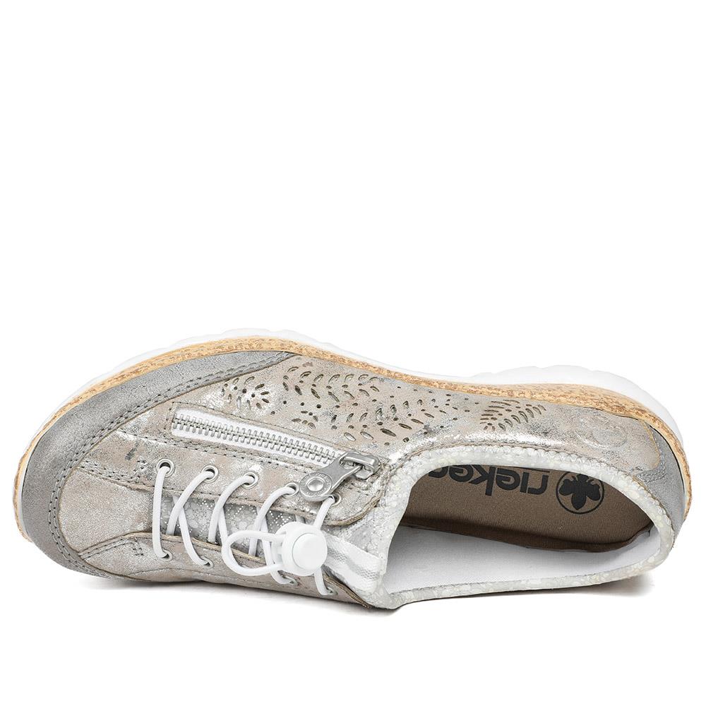 Rieker Bungee Lace & Zip Trainers - RKR43007 / 328 772 - Grey - Image 5