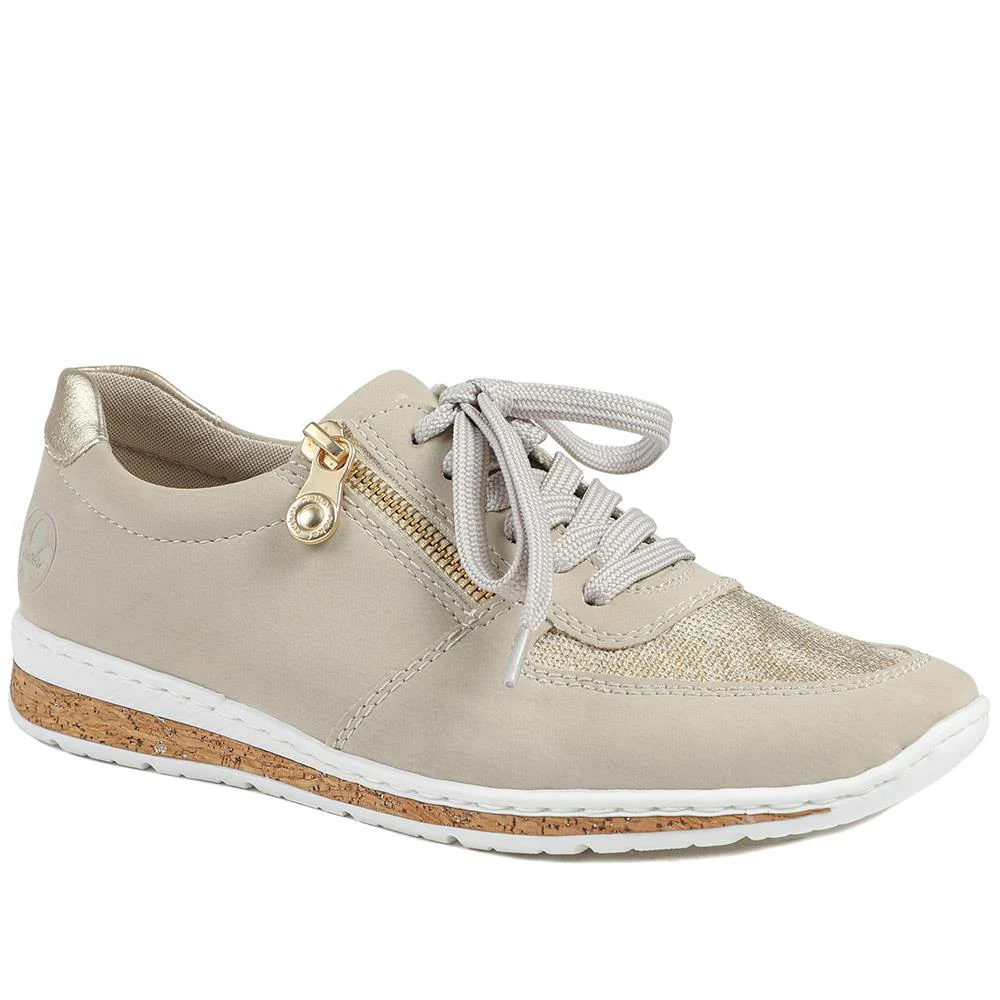 Rieker Casual Leather Zip & Lace Trainers - RKR43005 / 328 904