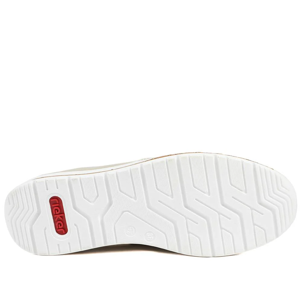Rieker Casual Leather Zip & Lace Trainers - RKR43005 / 328 904 - Beige - Image 6