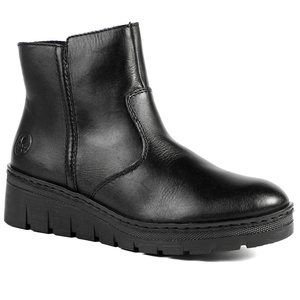 Rieker Chunky Leather Ankle Boots - RKR42550 / 328 204 - Black