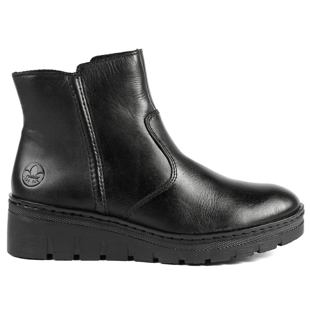 Rieker Chunky Leather Ankle Boots - RKR42550 / 328 204 - Black - Image 2