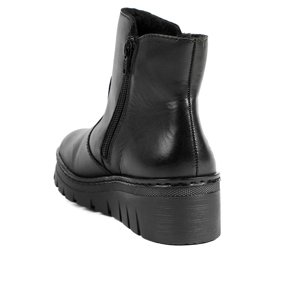 Rieker Chunky Leather Ankle Boots - RKR42550 / 328 204 - Black - Image 3