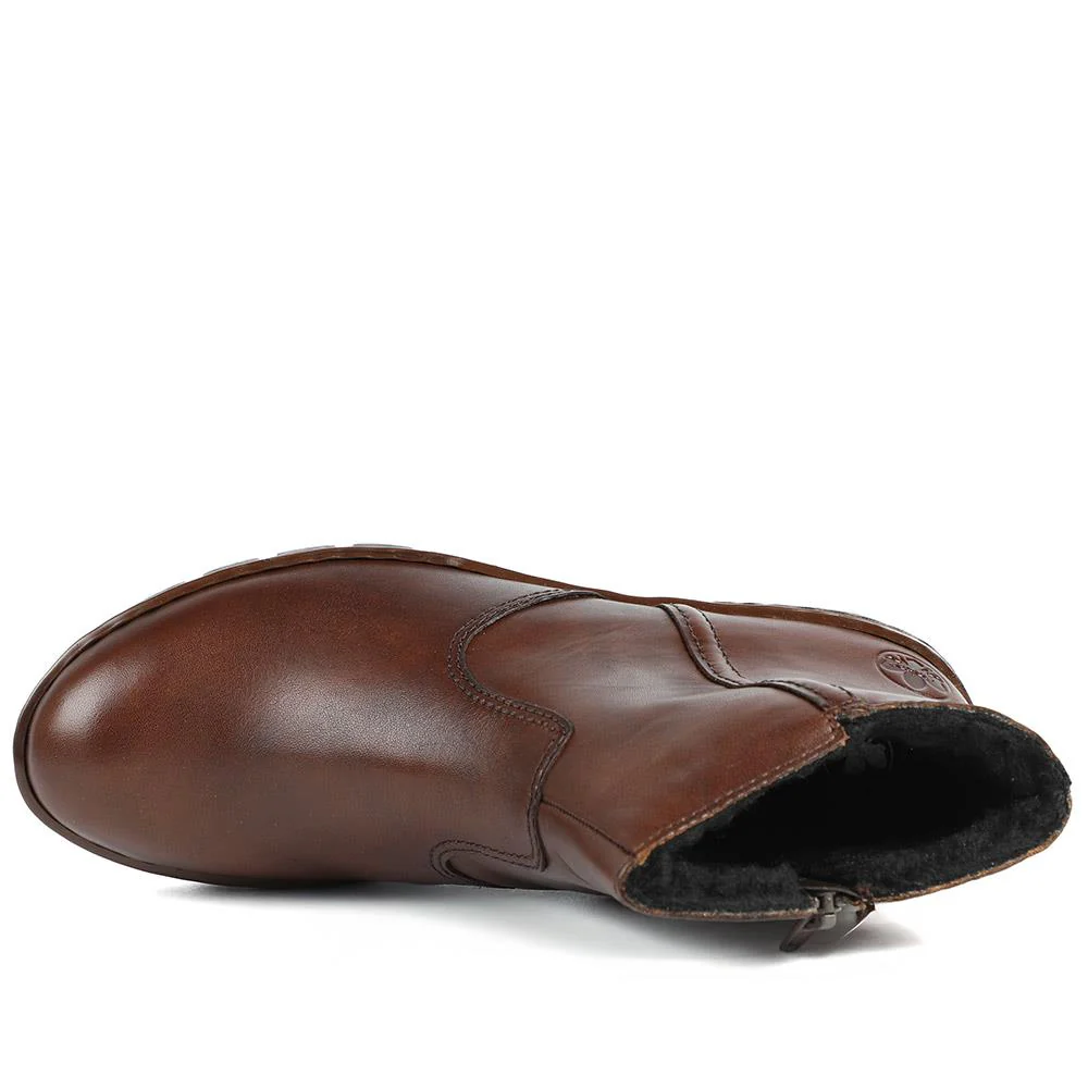 Rieker Chunky Leather Ankle Boots - RKR42550 / 328 204 - Brown - Image 4