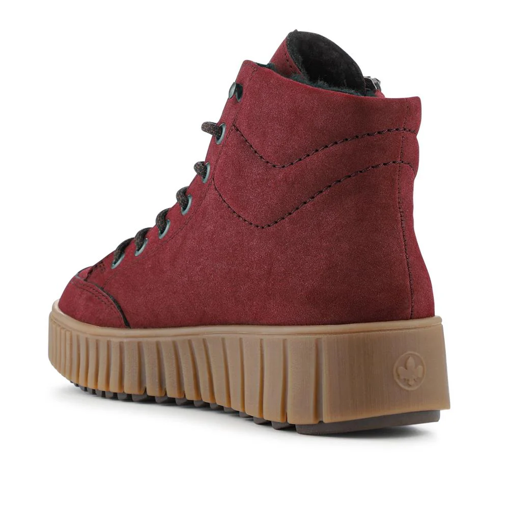 Rieker Chunky Zip Up Hi Tops - RKR42554 / 328 207 - Burgundy - Image 3
