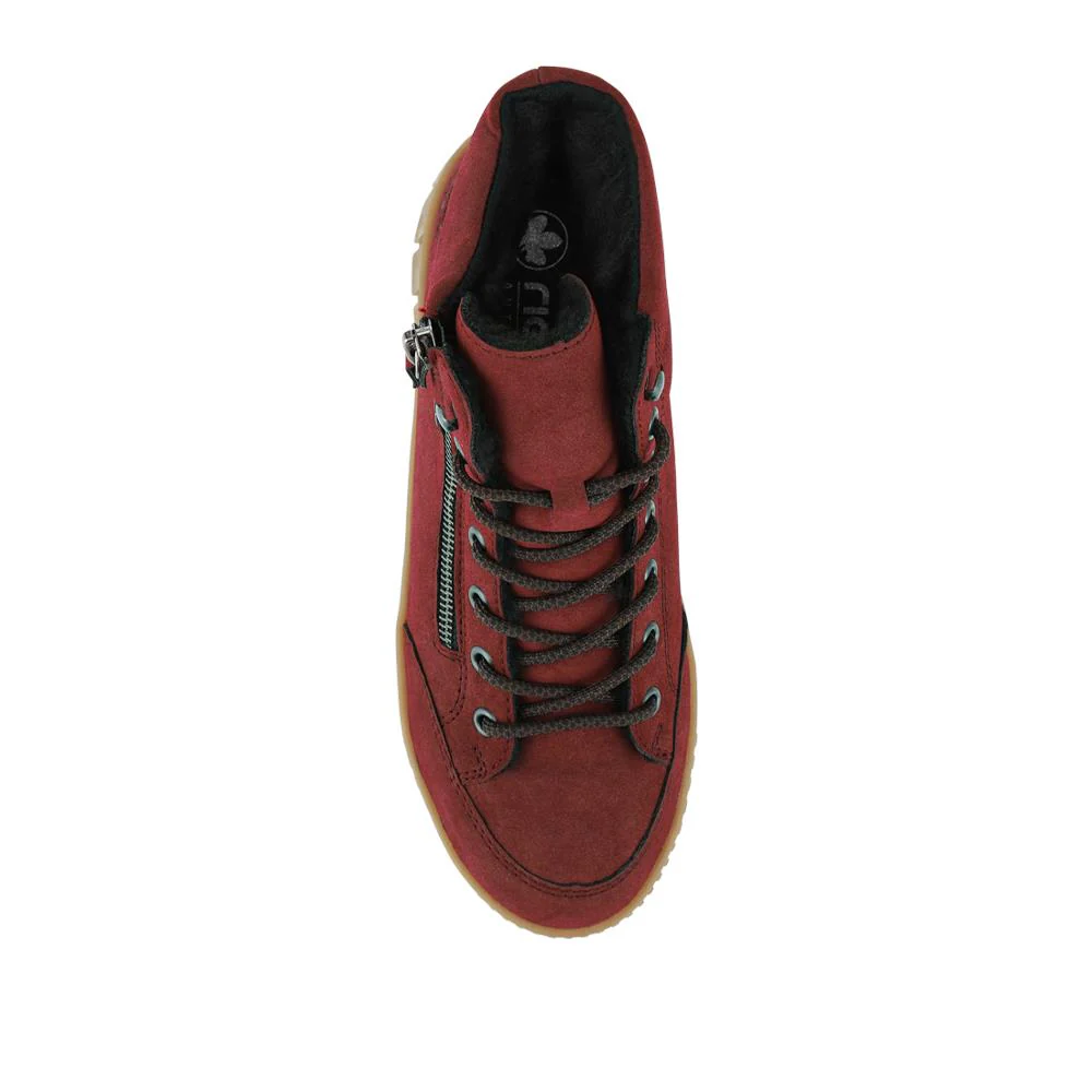 Rieker Chunky Zip Up Hi Tops - RKR42554 / 328 207 - Burgundy - Image 4