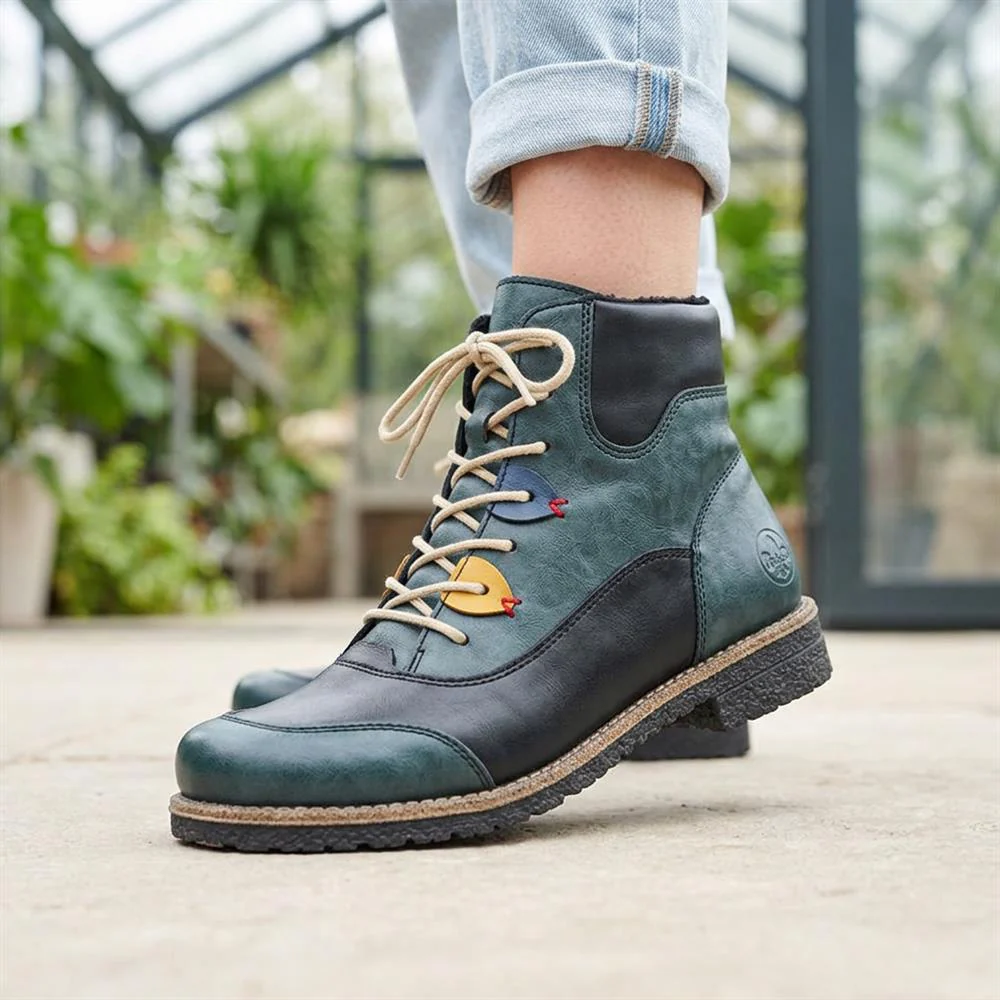 Rieker Cushioned Lace-Up Boots - RKR42530 / 327 694 - Blue Multi - Image 2