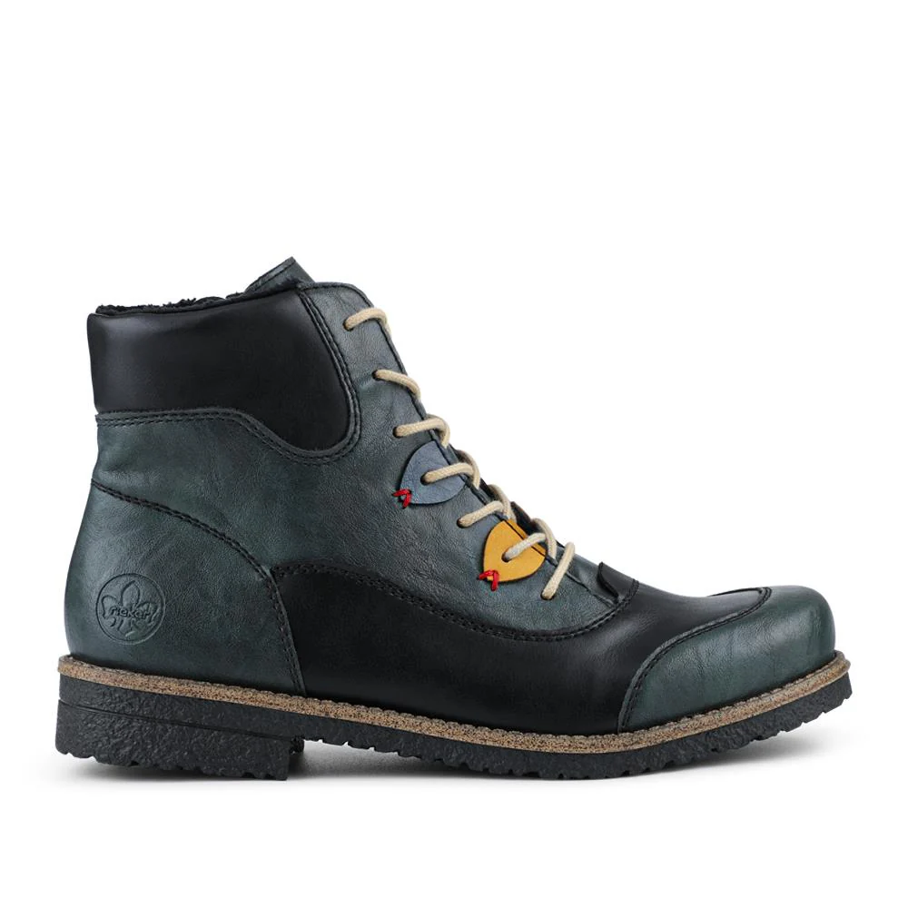 Rieker Cushioned Lace-Up Boots - RKR42530 / 327 694 - Blue Multi - Image 3