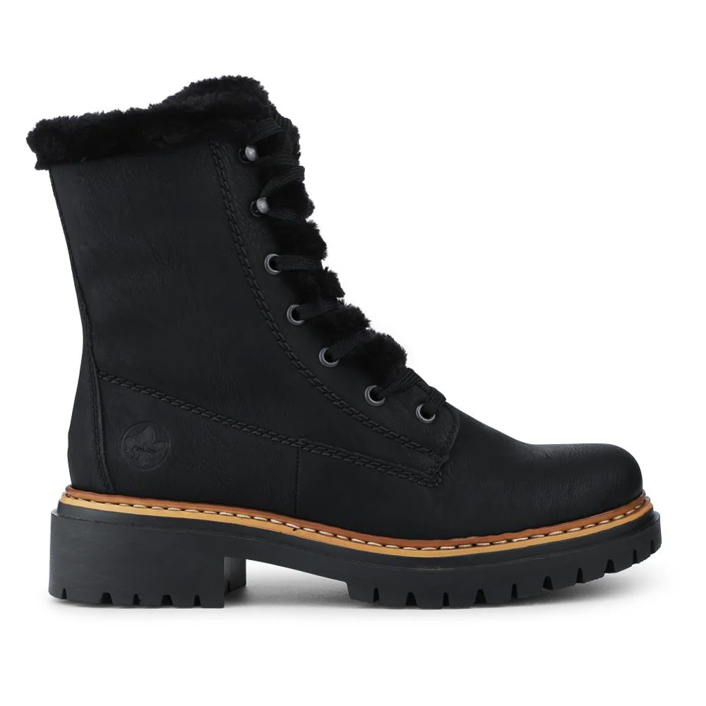 Rieker Cushioned Lace Up Boots - RKR42543 / 328 184 - Black - Image 2