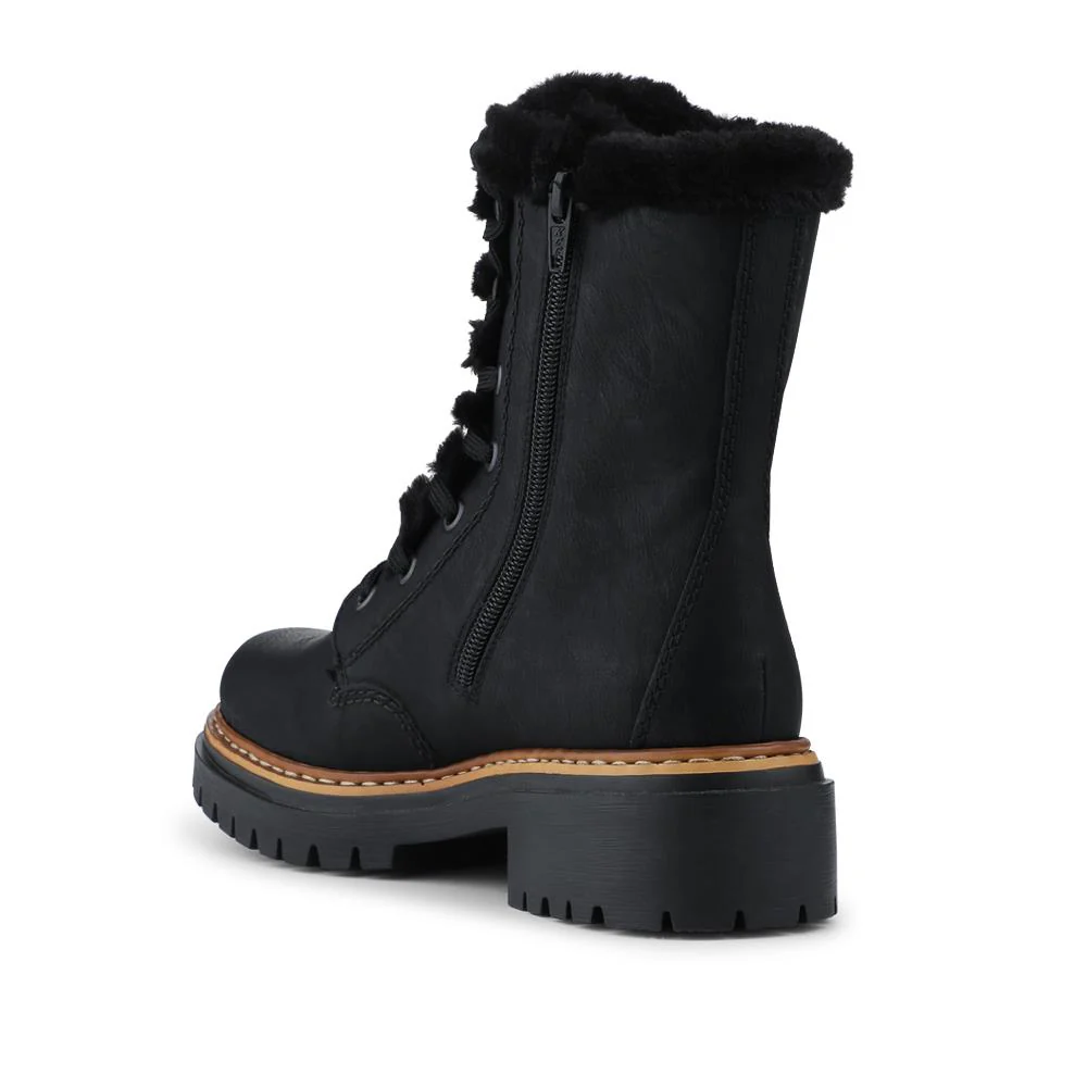 Rieker Cushioned Lace Up Boots - RKR42543 / 328 184 - Black - Image 3