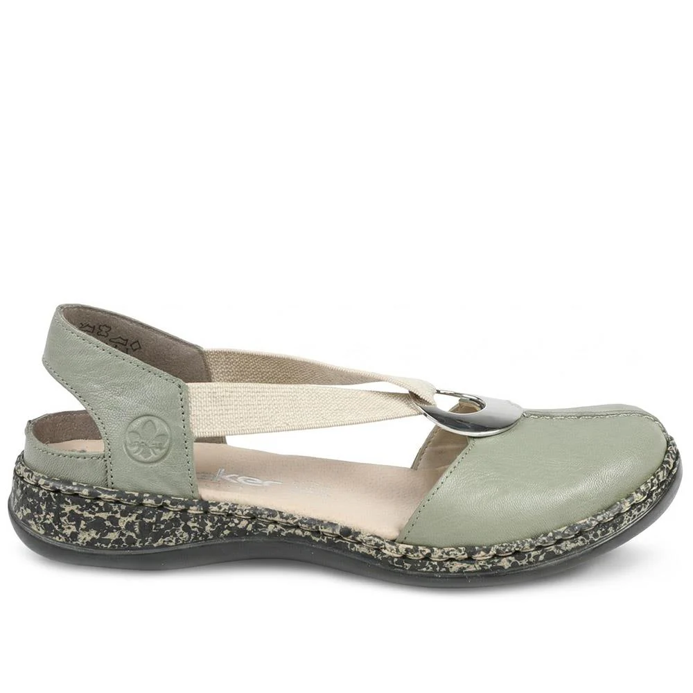 Rieker Daiselda Leather Closed Toe Sandals - RKR43004 / 328 761 - Sage - Image 2