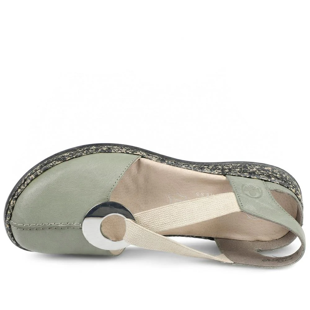 Rieker Daiselda Leather Closed Toe Sandals - RKR43004 / 328 761 - Sage - Image 4