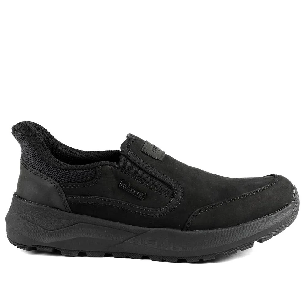 Rieker Elasticated Leather Slip On Shoes - RKR43502 / 328 773 - Black - Image 2