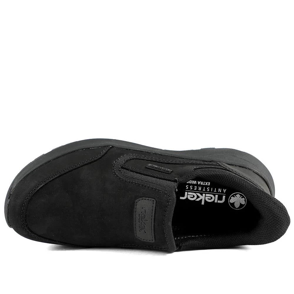 Rieker Elasticated Leather Slip On Shoes - RKR43502 / 328 773 - Black - Image 4