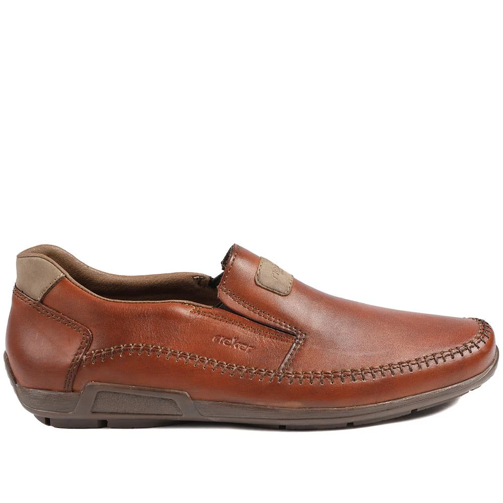 Rieker Leather Elasticated Slip On Shoes - RKR43018 / 328 827 - Tan - Image 3